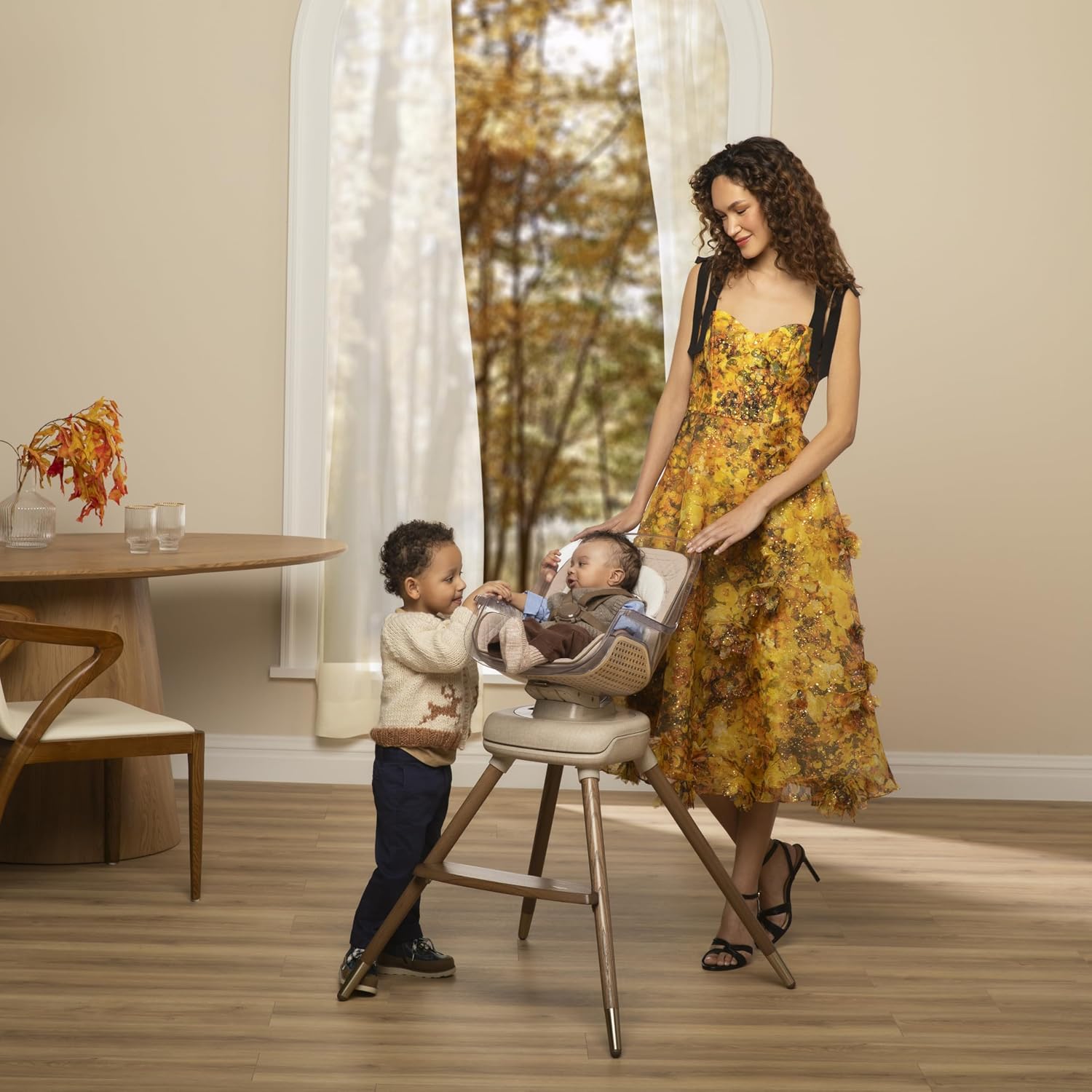 Maxi-Cosi Kiskadee 360 Rotating High Chair, 7 Modes, Infant to 5 Years up to 50 lbs, ClipQuik Magnetic Clip, 3-Position Tray, Washable Pad, Infant Recline, Booster Seat, Child Stool, Natural Heritage