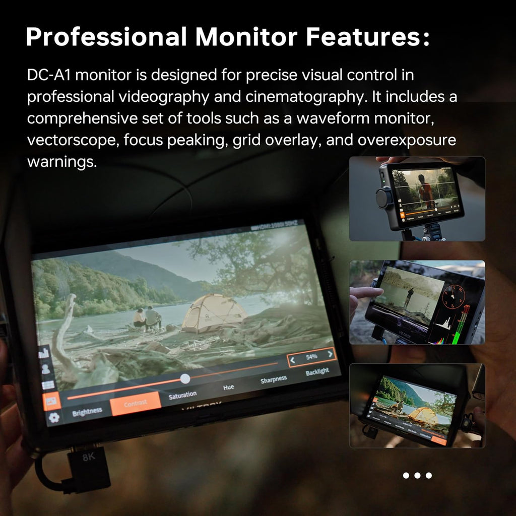 VILTROX DC-A1 Camera Monitor 7'' Touchscreen Camera Field Monitors,2800nits 4K HDMI in/Out,DSLR External Monitor Kit Sunshade Hood,Waveform&Vectorscope,Peaking Focus Assist,3DLUT,False Color Function