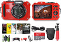 KODAK PIXPRO WPZ2 Rugged Waterproof Shockproof Dustproof WiFi Digital Vlogging Camera 16MP (Red) Bundle with 64GB Memory Card + Vlogger Tripod + Bag + Cleaning Kit + More Accessories