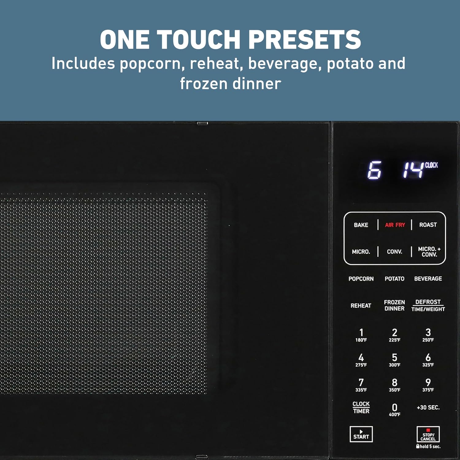 West Bend 3-in-1 Microwave Air Fryer Convection Oven 1000-Watts with 10 Power Levels and 12 Presets, Speed Defrost, Electronic Control Panel and Glass Turntable, 1.3-Cu.Ft., Stainless Steel