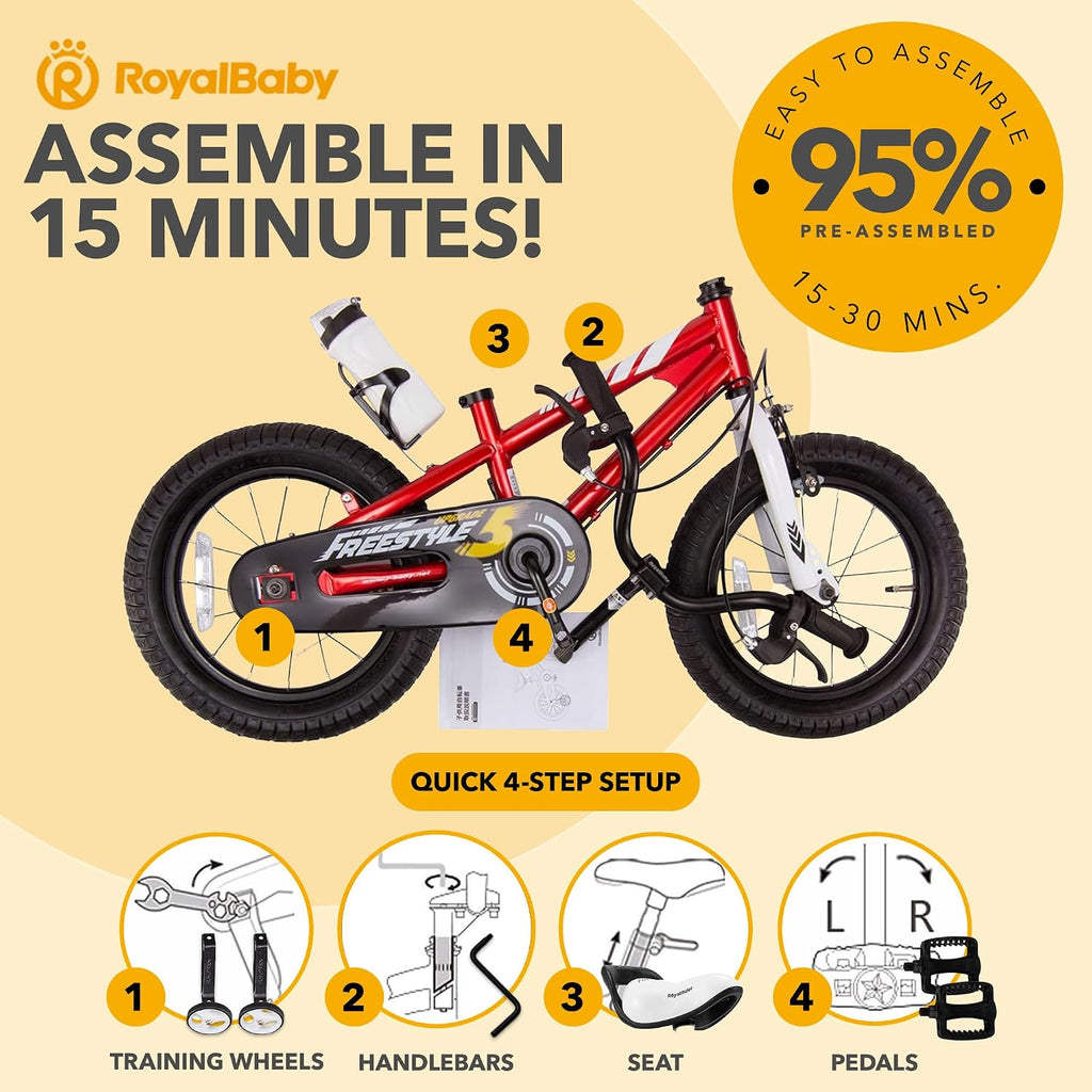 RoyalBaby Kids Bike with Dual Handbrake for Beginners,12 14 16 18 20 Inch Bicycle for Boys & Girls Ages 3-10 Years