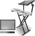 AxcessAbles Dual Piano Keyboard Stand with 2nd Tier – X Style Adjustable and Portable Heavy Duty 2 Tier Stand for Synths, Laptops, Tablet, Sheet music and Digital Keyboards – Fits 54, 61, 64, 88 Key Pianos. Electric Piano and Sheet Music Stand