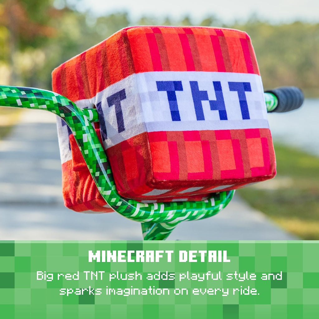 Minecraft 18-Inch Kids Bike - Unisex Bike with Creeper Graphics, Coaster Brake, Adjustable Seat, Removable Training Wheels, Ages 6-9, 42'-53' Tall