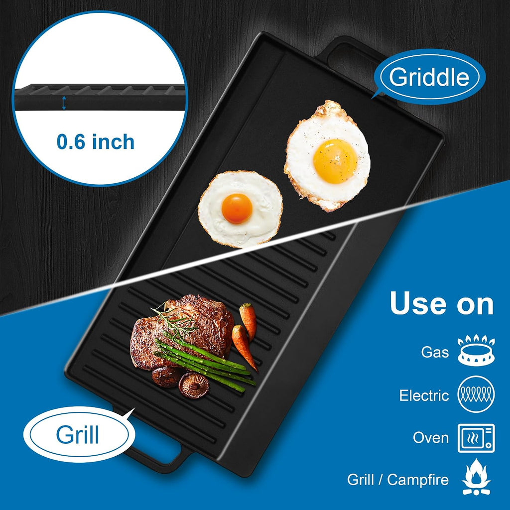 36 inch Gas Cooktop with Grill/Griddle, Gas Stove Top with 5 Italy Sabaf Sealed Burners, Max 48,300 BTU Built-in Propane Stove, 304 Stainless Steel Propane Cooktop, NG/LPG Convertible, CSA Certified
