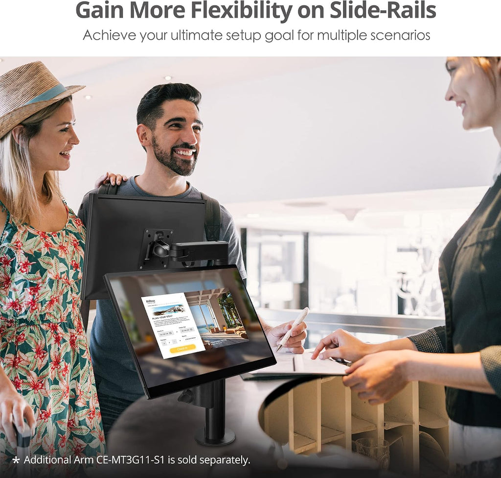 SIIG Dual Monitor Desk Mount, Replaceable Articulating Arm, 14' to 30', Fully Adjustable, Fits Flat/Curved Monitor, Load Bearing 17.6 lbs max Each, VESA 75x75 100x100, C-Clamp & Grommet(CE-MT3E11-S1)