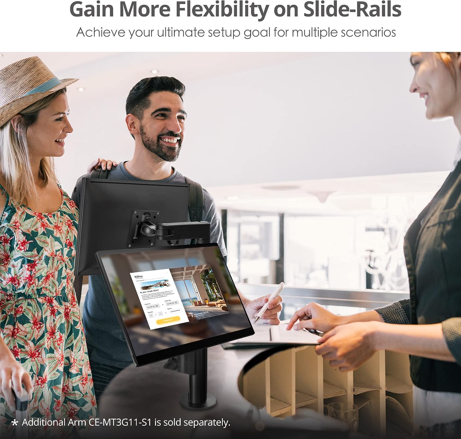 SIIG Dual Monitor Desk Mount, Replaceable Articulating Arm, 14' to 30', Fully Adjustable, Fits Flat/Curved Monitor, Load Bearing 17.6 lbs max Each, VESA 75x75 100x100, C-Clamp & Grommet(CE-MT3E11-S1)