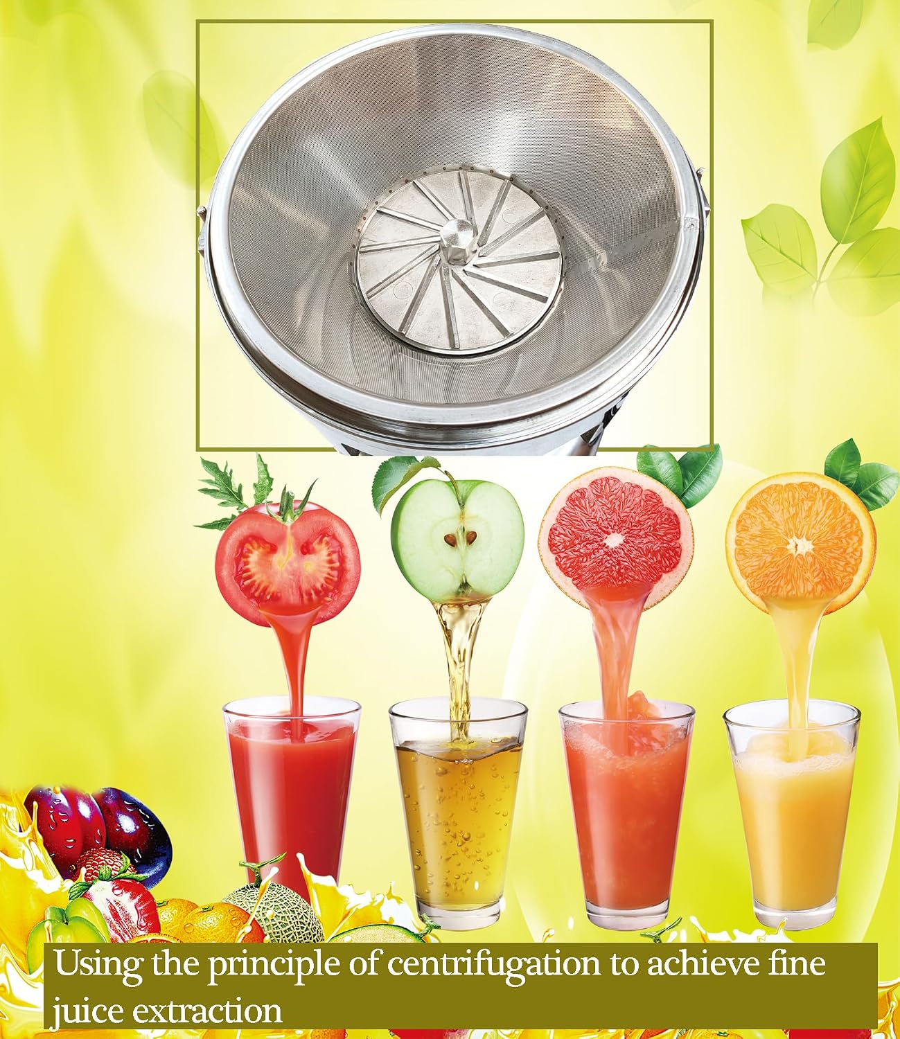TECHTONGDA Commercial Juice Extractor Stainless Steel Juicer Extractor Fruit and Vegetable Juice Maker Squeezer 110V Heavy Duty Centrifugal Juicer Machine Extract 11-22lb per Minute Juice Amount