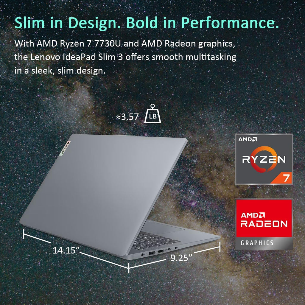 Lenovo IdeaPad Slim 3 15.6 Laptop | 2025/2026 Edition | AMD Ryzen 7 7730U (Beats Intel Ultra 7 255U) | FHD Screen (1920 x 1080) | 16GB RAM | 2TB PCIe SSD | WiFi-6 | Ethernet RJ-45 | Windows 11