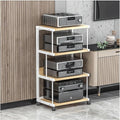 Audio Rack 3/4 Tier Stereo Rack Audio Equipment Rack Audio Stereo Shelf Wooden Open Movable Audio-Video Shelving with Wheels AV Stand(Wei�,100cm)