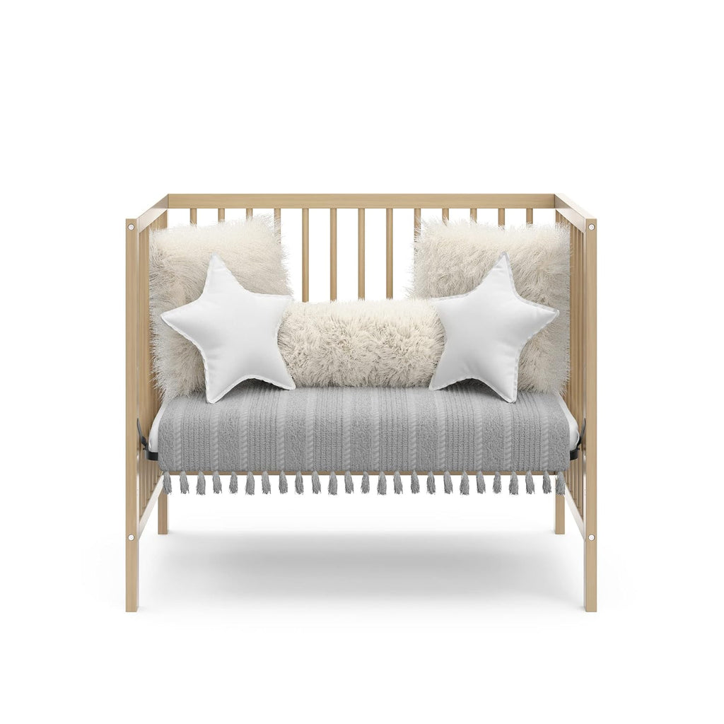 Graco Teddi 4-in-1 Convertible Mini Crib with Bonus Water-Resistant Mattress – GREENGUARD Gold Certified, 2.75-Inch Mattress Included, Small Spaces Crib, Easy 30-Minute Assembly (Driftwood)