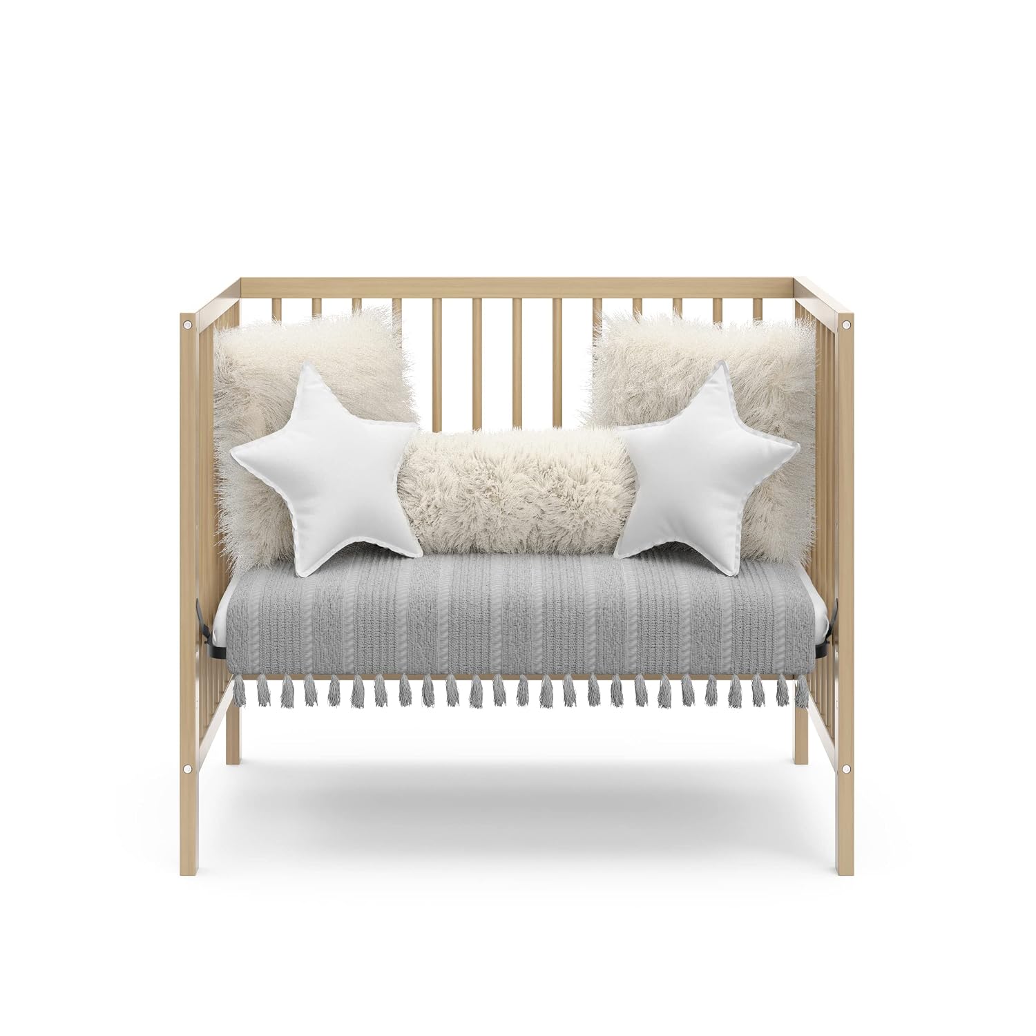Graco Teddi 4-in-1 Convertible Mini Crib with Bonus Water-Resistant Mattress – GREENGUARD Gold Certified, 2.75-Inch Mattress Included, Small Spaces Crib, Easy 30-Minute Assembly (Driftwood)