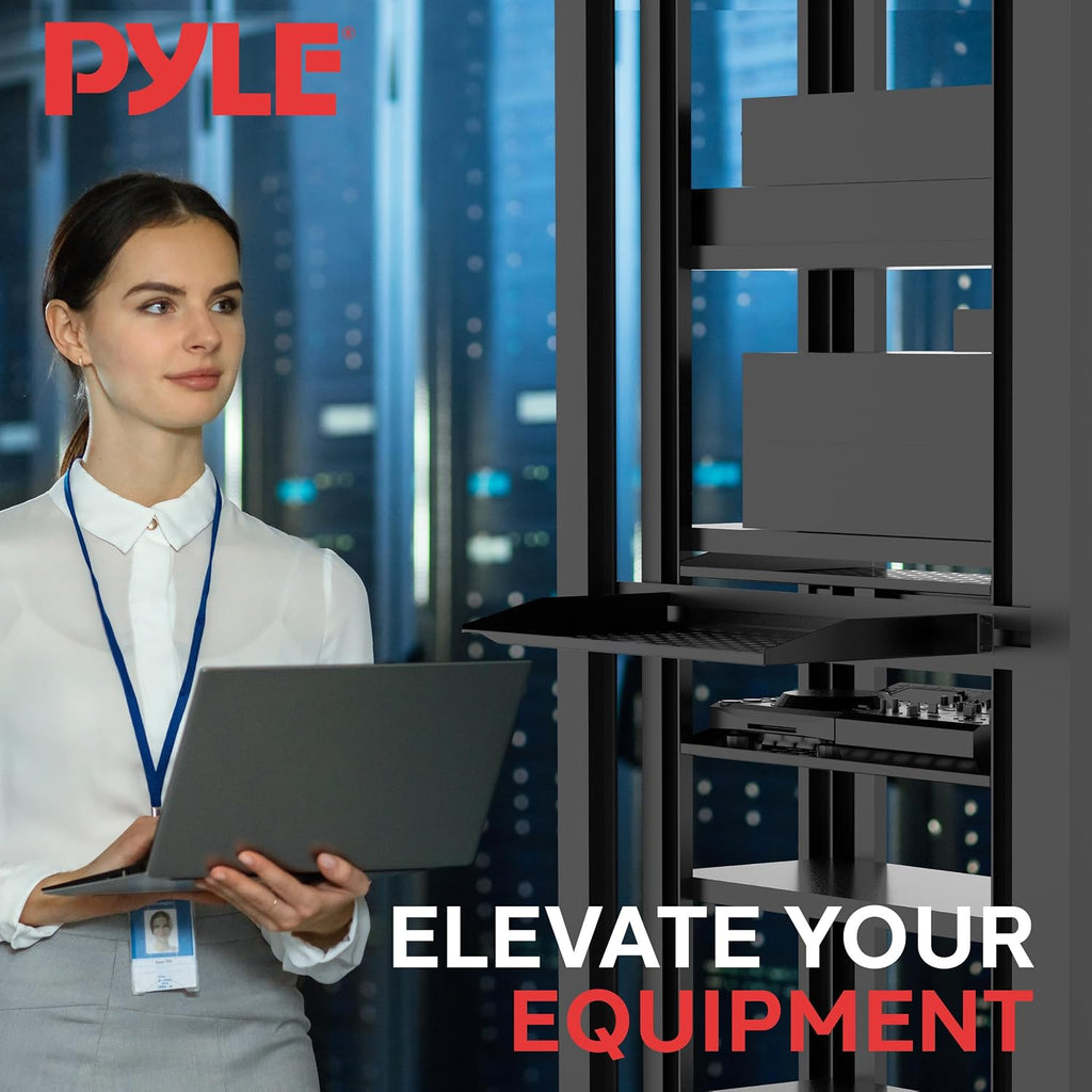 Pyle 19-Inch 1U Server Rack Shelf - 6 pcs. Vented Metal Shelves for Optimal Airflow, Wall or Rack MountableSupports up to 110 lbs, 17 x 10' Shelf Tray for Cabinets, Computers & Network Equipment