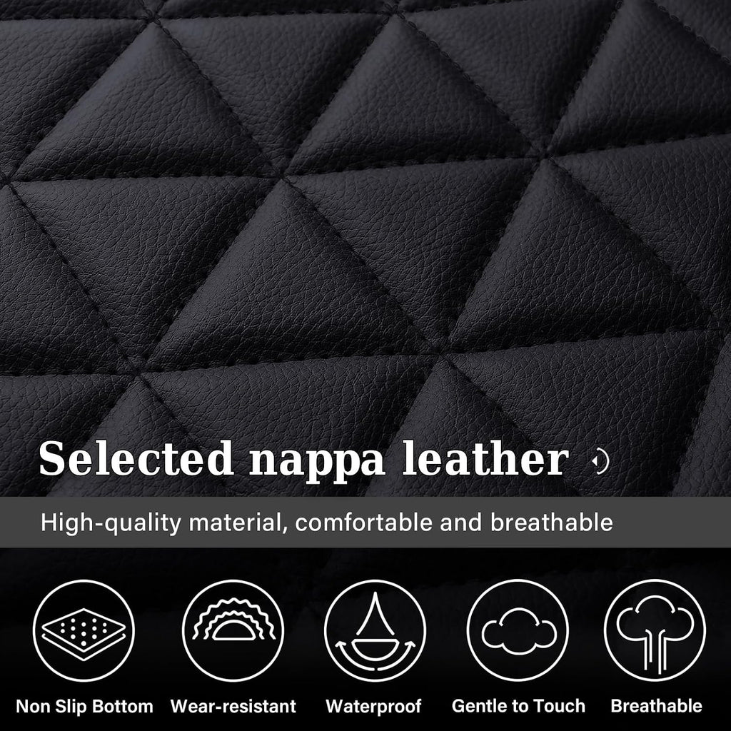 Coverado Car Seat Covers Compatible with Dodge Ram 2002-2026 1500 2500 3500 Pickup Limited Laramie Big Horn Waterproof Leather Seat Protectors Fit Dodge Ram Crew Cab& Quad Cab(2PCS, Black)