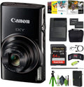 Canon PowerShot IXY 650 (ELPH 360) HS Compact Digital Camera 12x Optical Zoom IXY650 (Black) Bundle 64GB Memory Card + Card Reader + Photo Software + Vlogging Tripod + Cleaning Kit + More