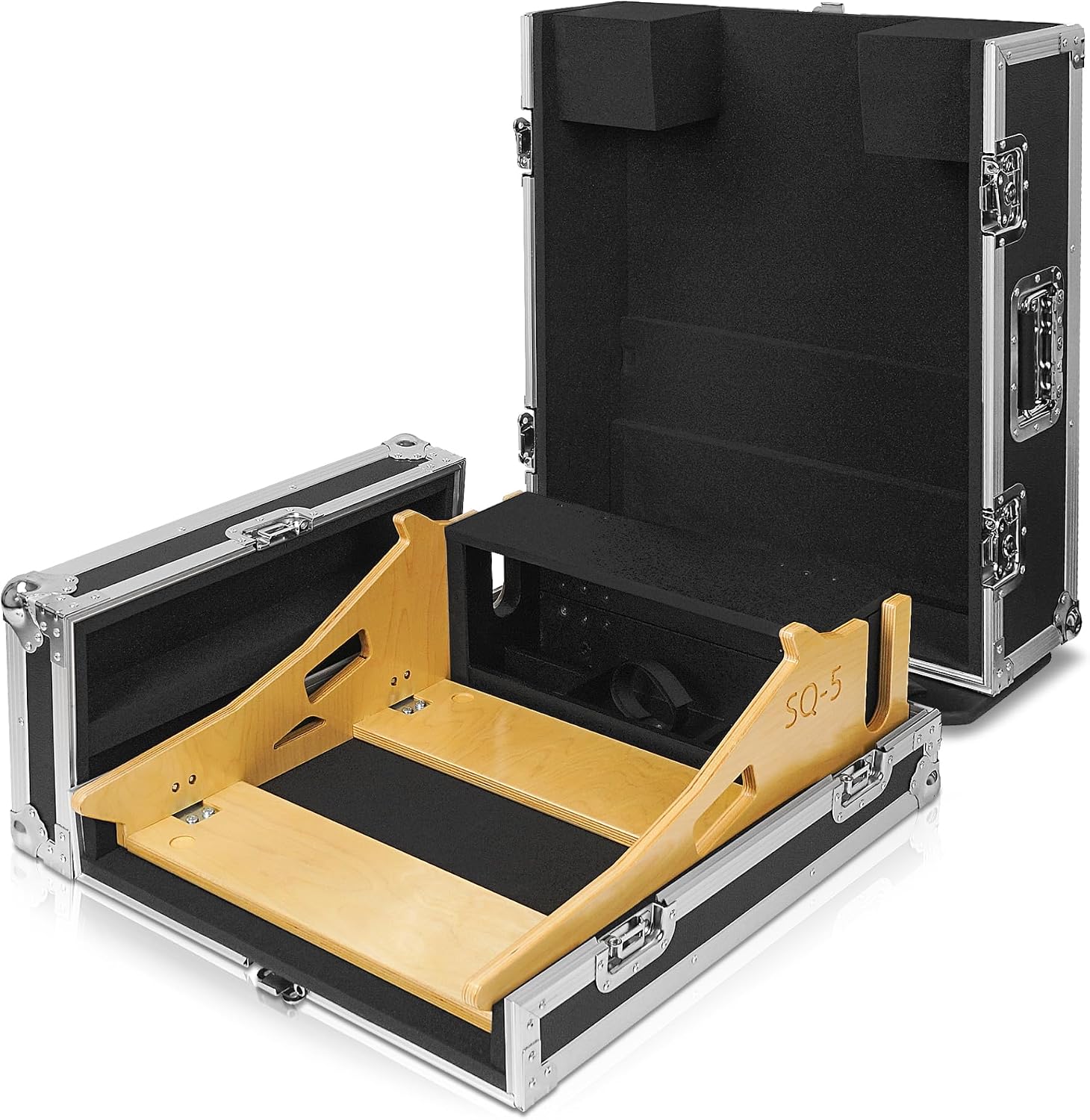 Sound Town ATA Plywood Mixer Case for Allen & Heath SQ5 with Interior Foam Protection, Doghouse, Caster Wheels and Removable 5/8 Inch Birch Plywood Tray (STRC-SQ5DH)