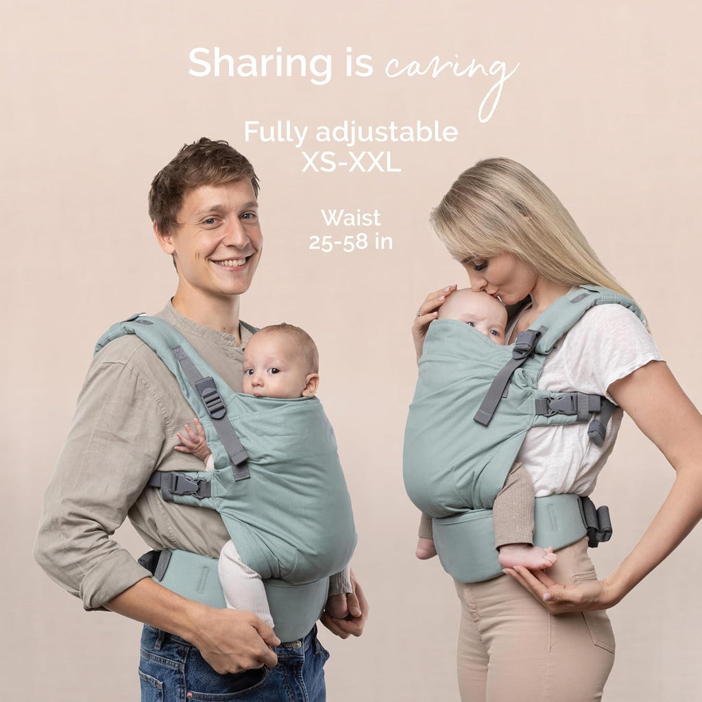 Boba X Baby Carrier - Newborn to Toddler Adjustable, 2-in-1 Convertible Front and Backpack Carrier 7 to 45 lbs, Ergonomic Baby Carrier with Crossable Straps (Sea Mist)