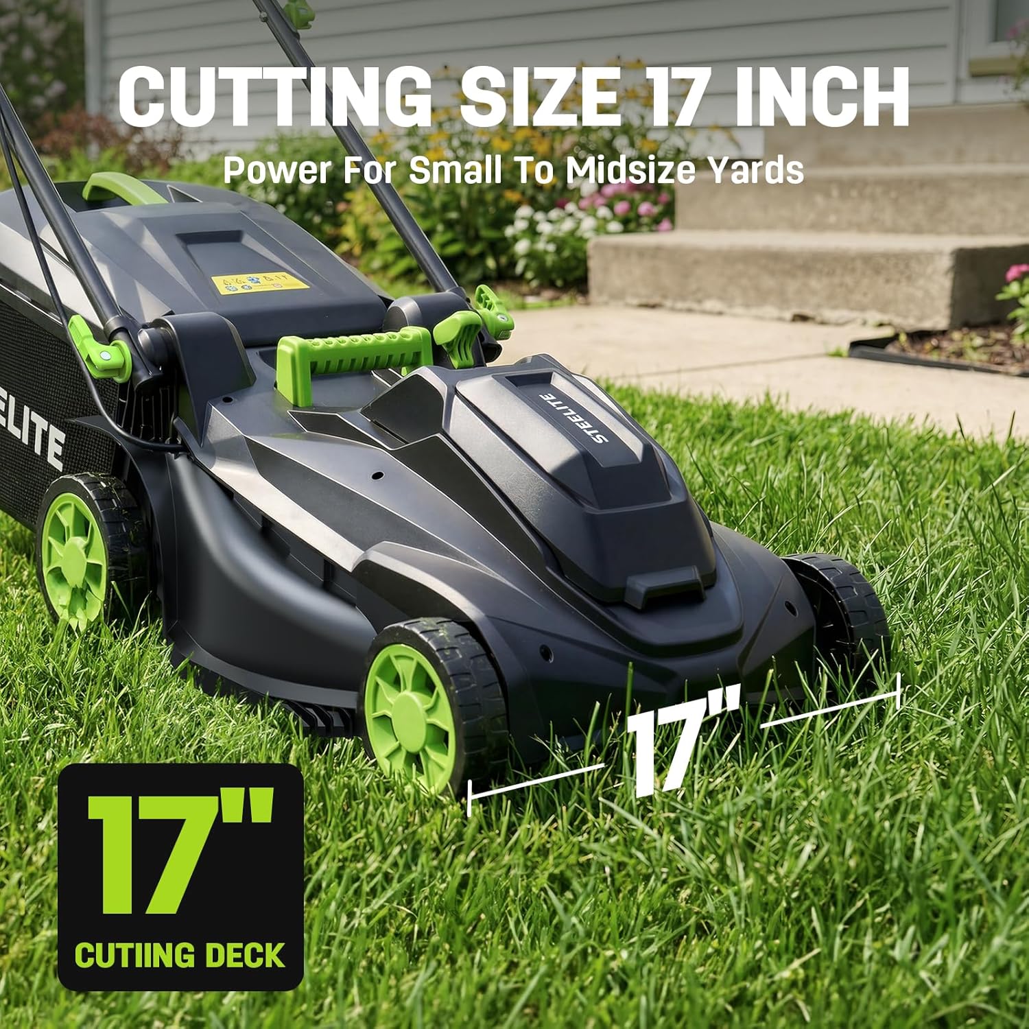 STEELITE 40V 17 Inch Cordless Lawn Mower, Brushless Motor, 6-Level Height Adjustment, 2-in-1 Bagging & Mulching, Comes with 2×4.0Ah Batteries and Charger