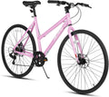 HILAND 700C Road Hybrid Bike, 7 speeds Bikes Urban City Commuter Bicycle with Disc Brake for Men Women Adult Comfortable Bicycle