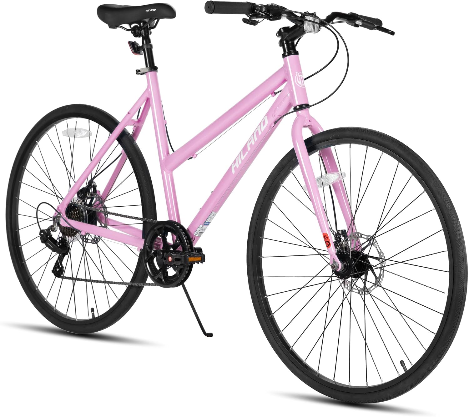 HILAND 700C Road Hybrid Bike, 7 speeds Bikes Urban City Commuter Bicycle with Disc Brake for Men Women Adult Comfortable Bicycle