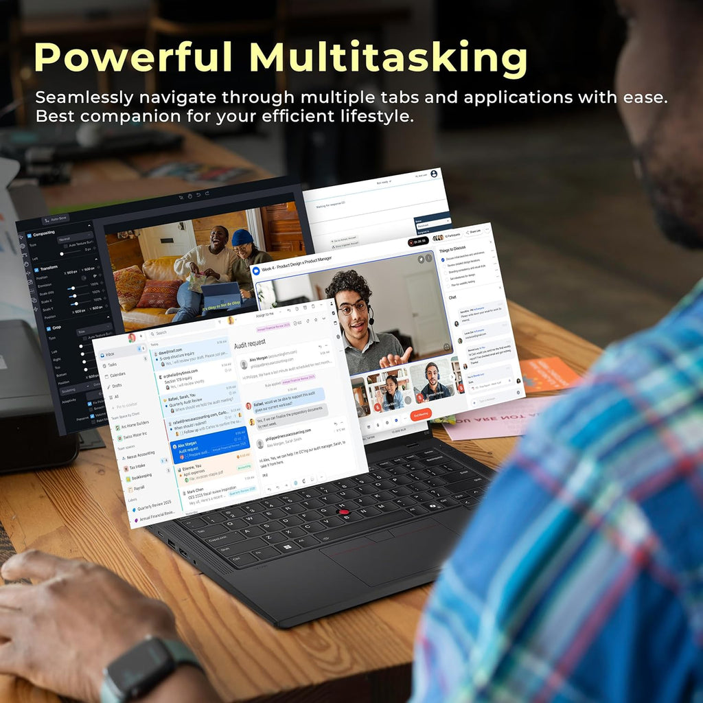 Lenovo ThinkPad T14 Gen 5 14' WUXGA Laptop, Intel Ultra 7 165U-vPro Technology, 32GB RAM, 2TB Storage(1TB SSD+1TB Docking Station Set), Backlit Keyboard, Fingerprint, Win11 Pro, Black