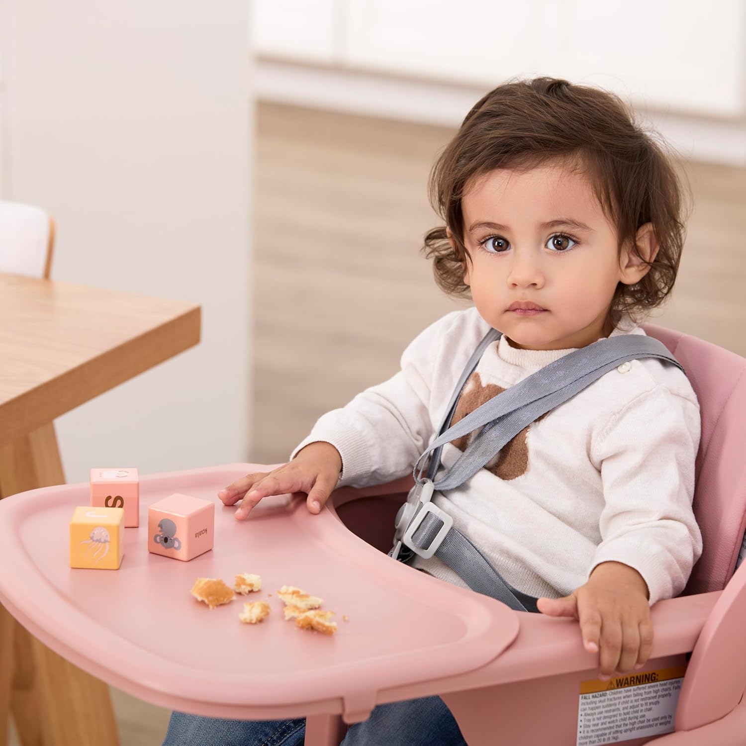 Evolur Step and Savor Baby High Chair, Converts to Adult Stool, 5 Position Adjustable Height and Footrest Positions Portable High Chair, Removable Tray, Easy to Clean and Removable Cushion