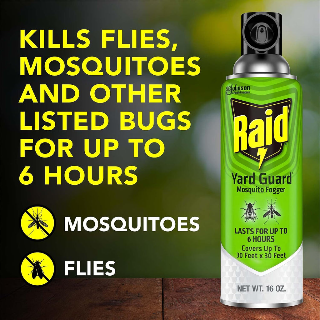 Raid Yard Guard Mosquito Fogger for Outdoor Yard Patio Deck and Garden Mosquito Control Aerosol Spray 16 Ounce (Pack of 12)