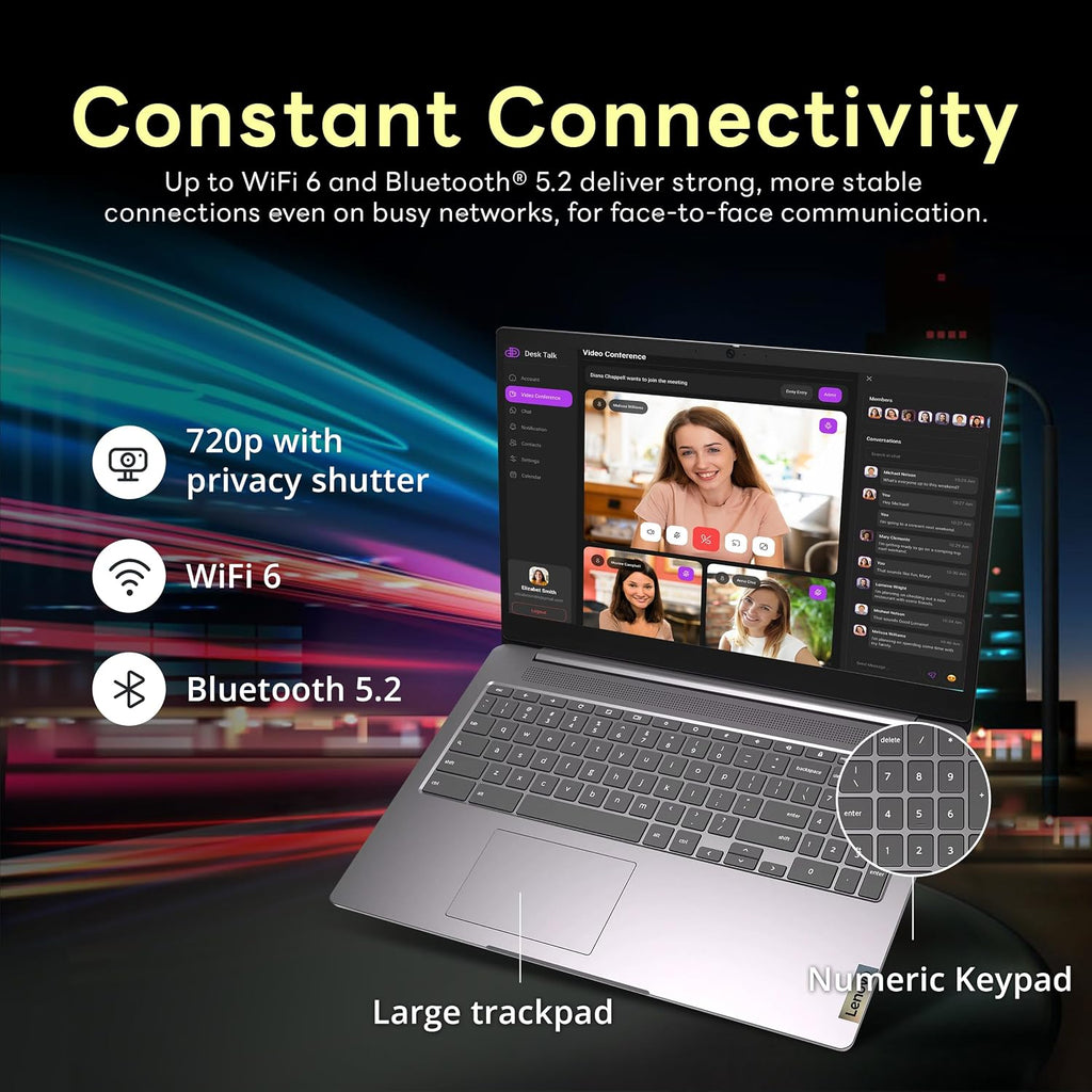 Lenovo Ideapad 3 15.6' FHD Chromebook, Intel Celeron N4500, 4GB LPDDR4X, 224GB Storage (64GB SSD + 160GB Docking Station Set), Number Pad, Webcam, Wi-Fi 6, Chrome OS, Gray