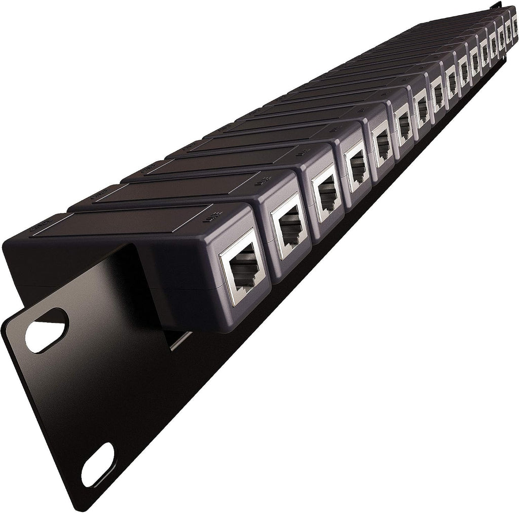 19' Rack Mount (16 Port) Ethernet Surge Protector PoE+ Gigabit (Server Rackmount 1U)