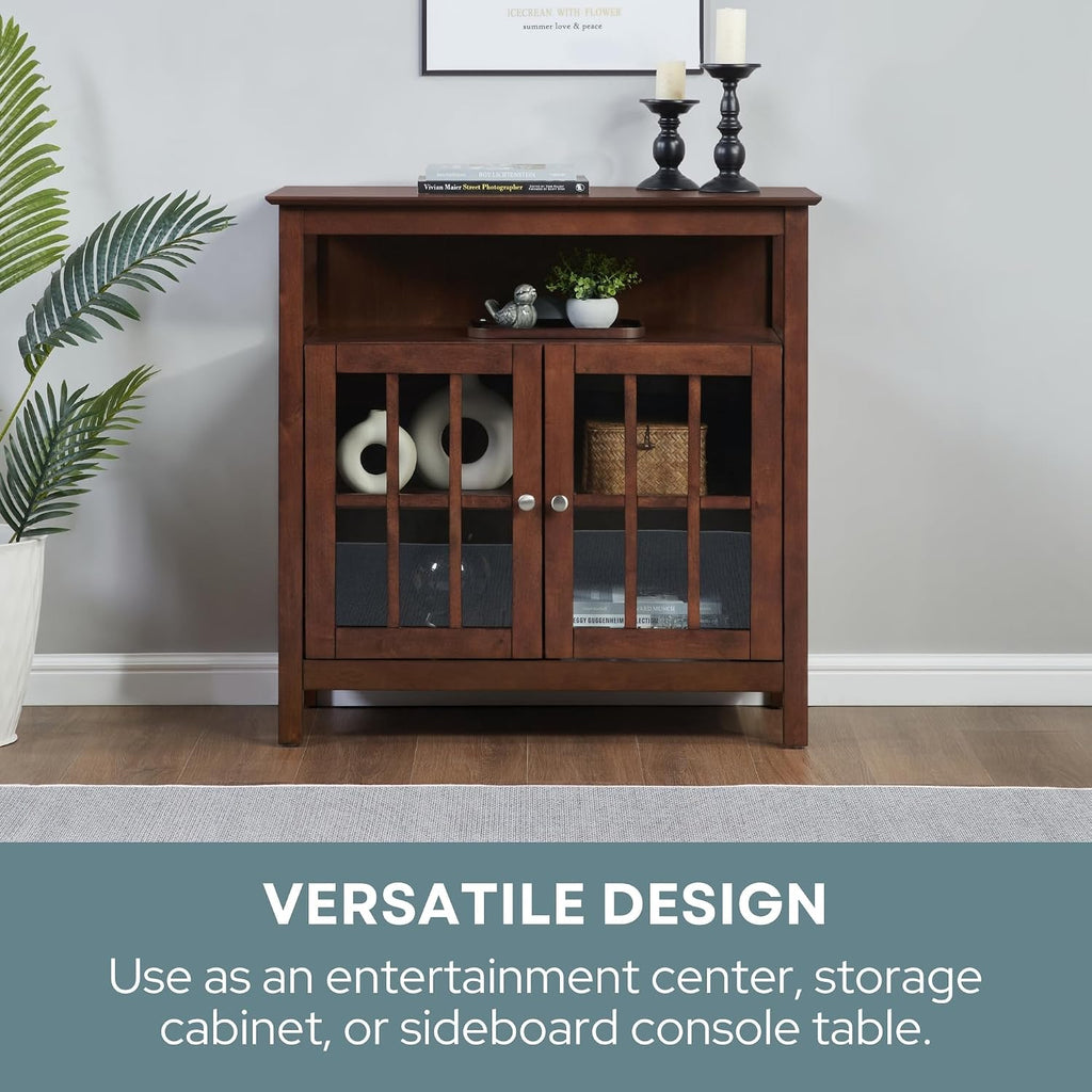 Convenience Concepts Big Sur Highboy TV Stand 36' - Modern Entertainment Center For TVs up to 40', Storage Cabinet for Dining, Living Room, & Entryway, Console Hall Table with Shelves, Espresso