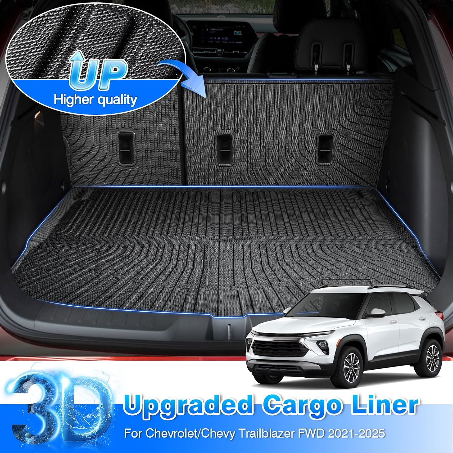 Cartist Floor Mats and Cargo Liner Fit for Chevy Trailblazer FWD 2021-2025 2026 All Weather Floor Mat Trailblazer Accessories Heavy Duty Carpet Protection (Only Fit Cargo in Upper Deck Position)