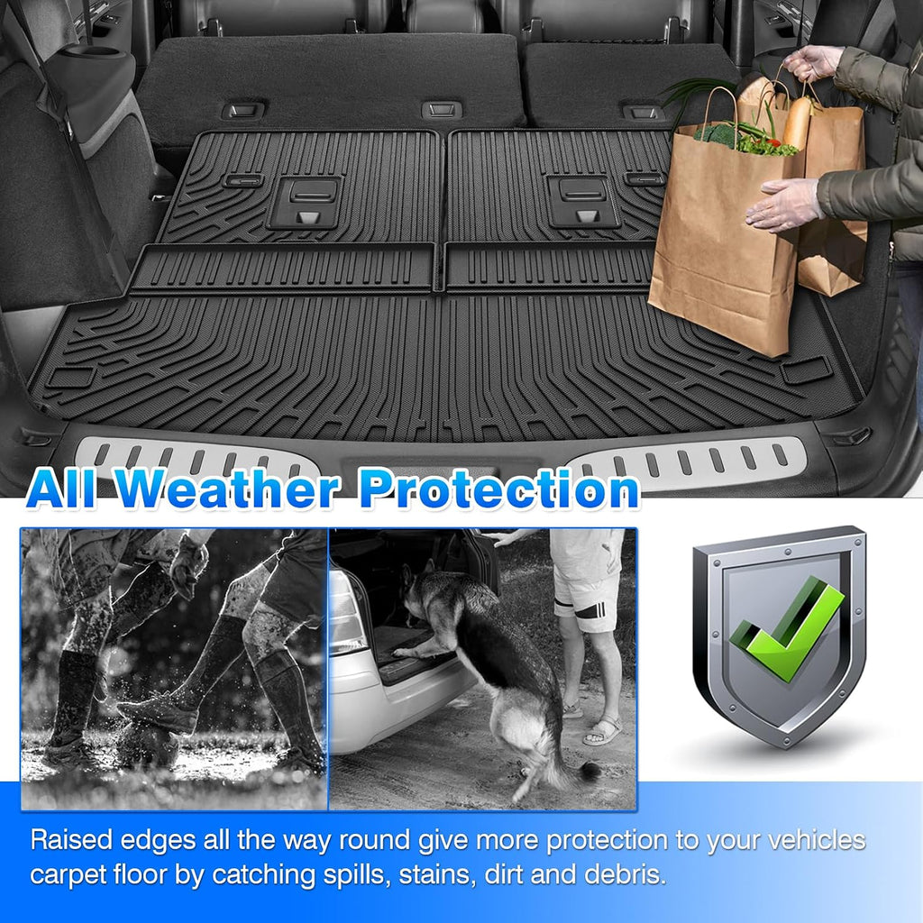 Durango Floor Mats and Cargo Liner w/backrest Mat Fit for Dodge Durango (7-Seater) 2016-2025 2026, All Weather Floor Liner for Durango Accessories Heavy Duty
