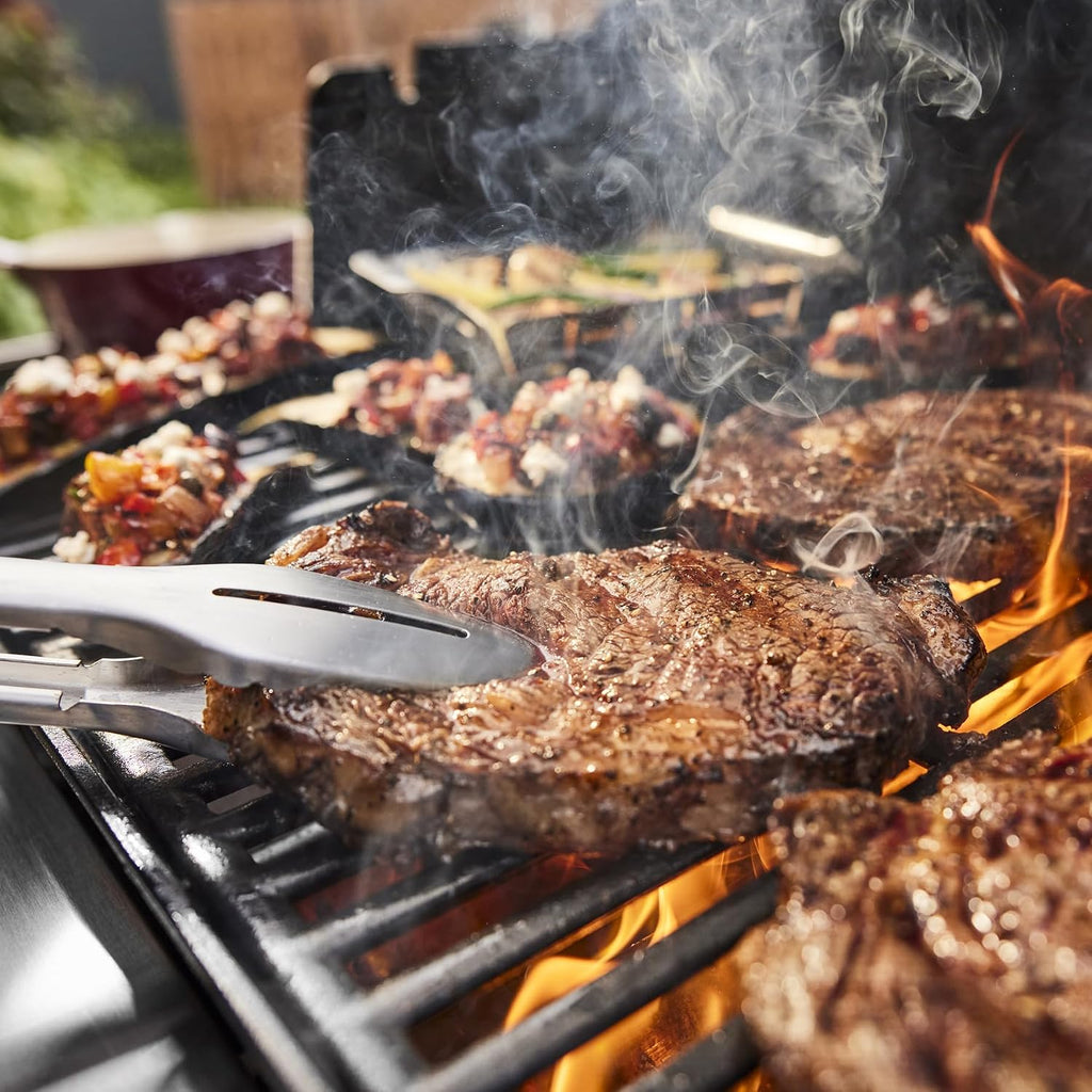 Weber Genesis E-335 Natural Gas Grill for Outdoor Cooking, 3 Burners and 1 Side Burner, Black – Porcelain-Enameled Cast-Iron Grates, PureBlu Burners & Sear Zone