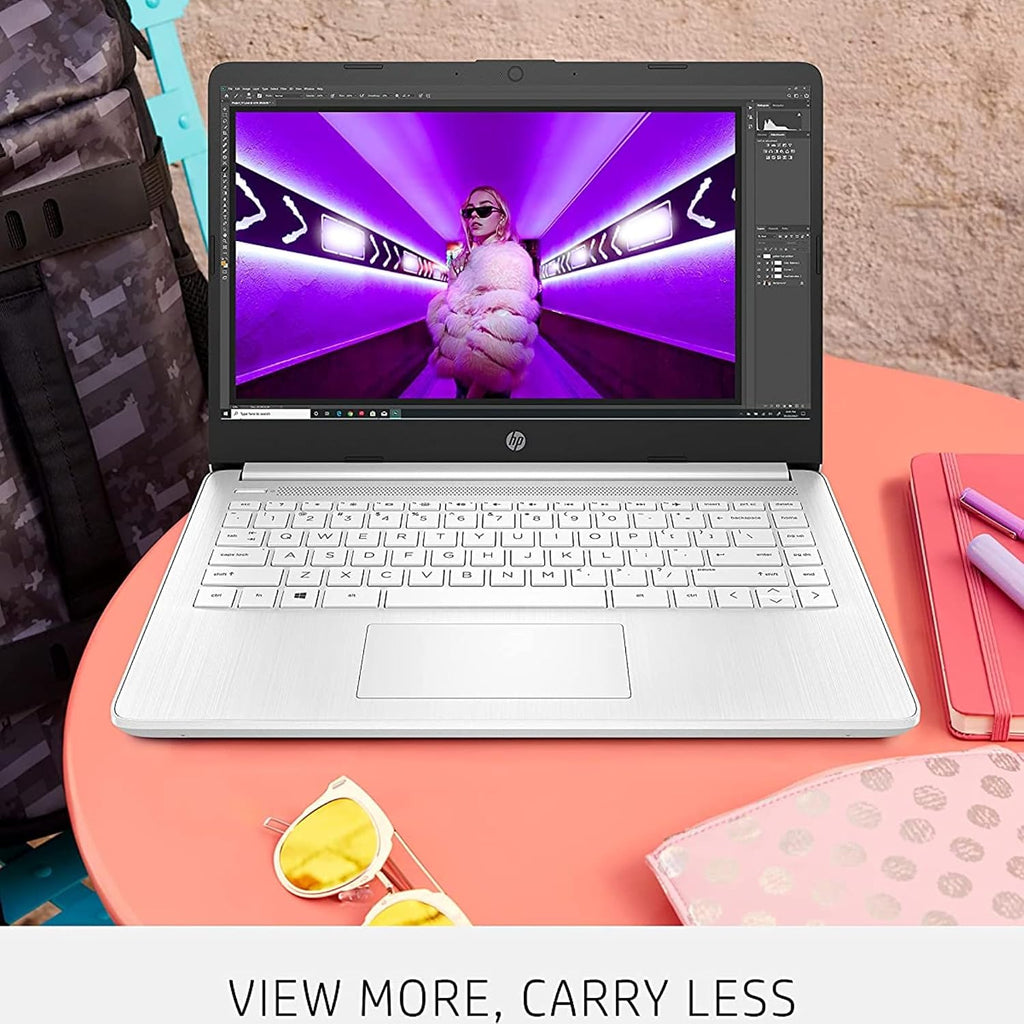 HP Stream Laptop, 14' HD Display, Intel Celeron N4120 Processor, 16GB Memory, 320GB Storage (64GB eMMC + 256GB Card), 1-Year Office 365, Webcam, HDMI, Wi-Fi, USB-C, Windows 11 Home, White, JVQ MP