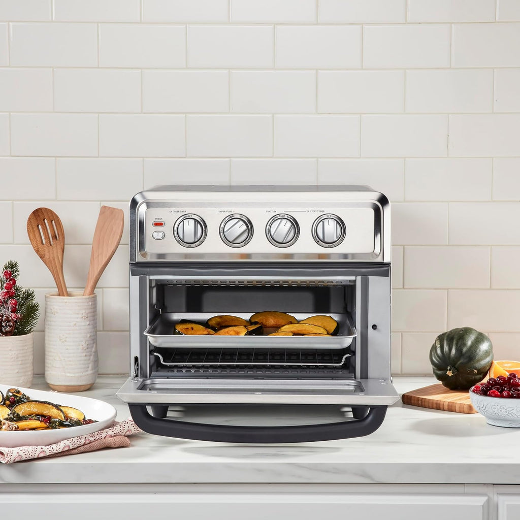Cuisinart Air Fryer + Convection Toaster Oven, 8-1 Oven with Bake, Grill, Broil & Warm Options, Stainless Steel, TOA-70 & DCC-1120BK Classic 12-Cup Programmable Coffeemaker, Black