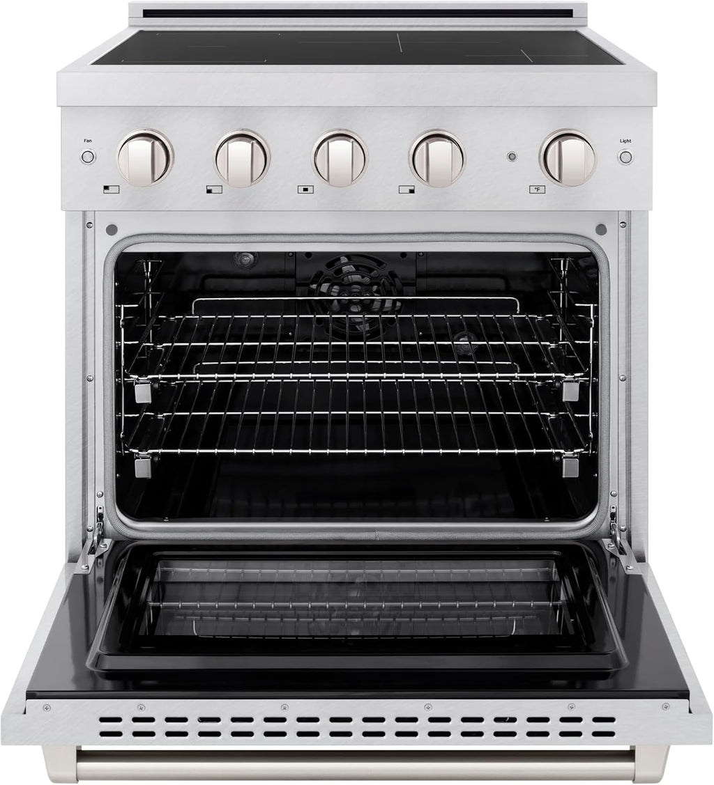 ZLINE 30 in. 4.2 cu. ft. Paramount Induction Range with 4 Element Cooktop and Electric Convection Oven in Satin Stainless Steel (SINRS-30)