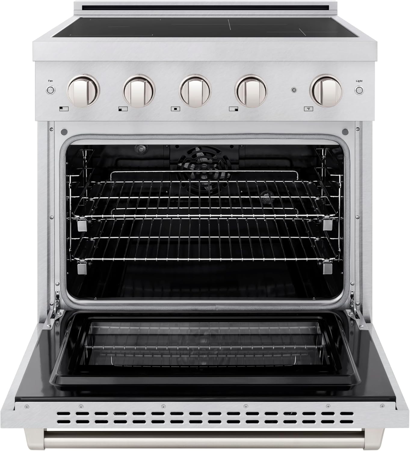 ZLINE 30 in. 4.2 cu. ft. Paramount Induction Range with 4 Element Cooktop and Electric Convection Oven in Satin Stainless Steel (SINRS-30)