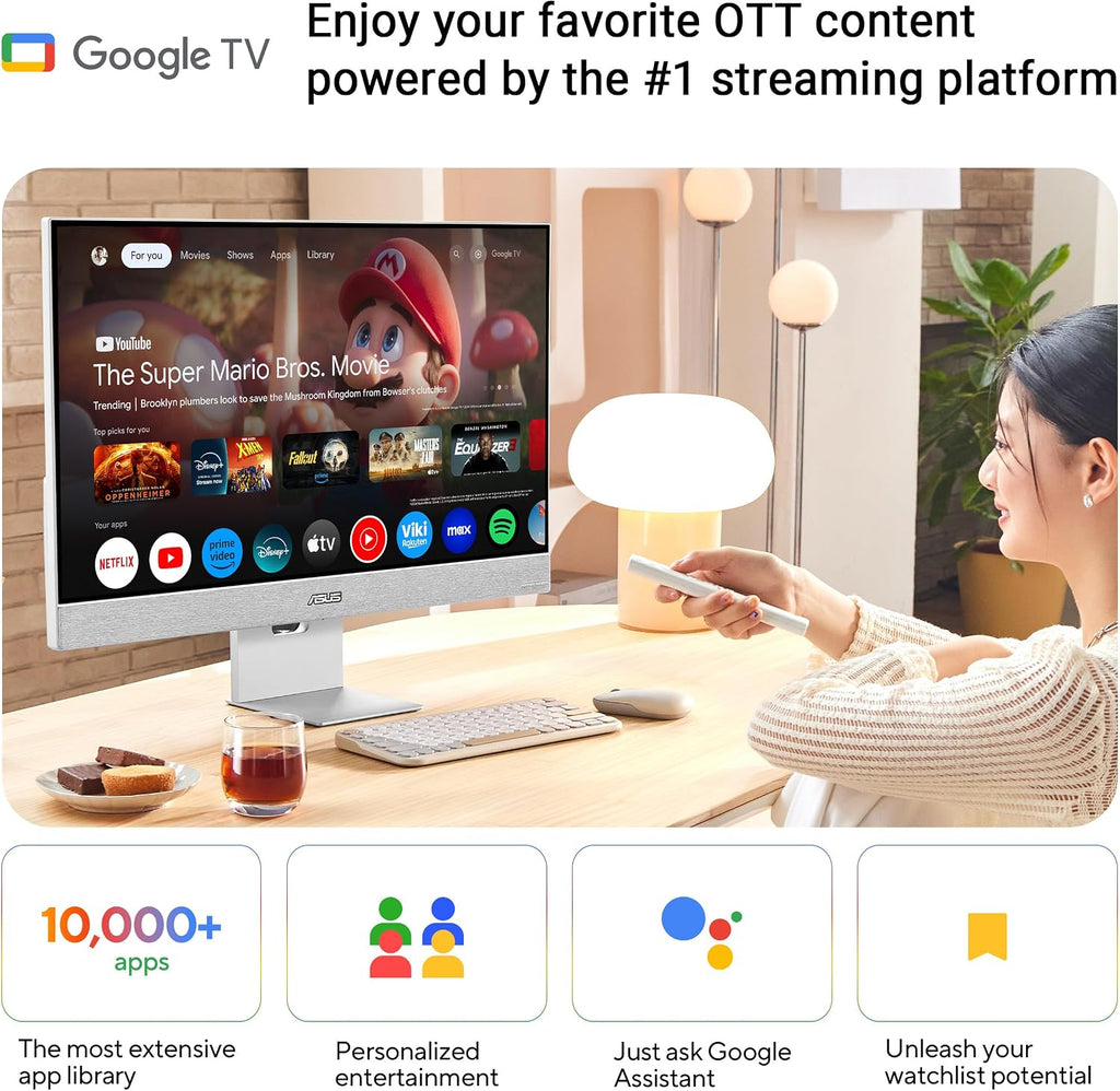 ASUS ZenScreen 27' 4K USB-C Smart Monitor (MS27UC) - UHD (3840 x 2160) IPS, 99% sRGB, GoogleTV, Harman Kardon Speakers, USB-C 90W PD, USB Hub, Wireless Display, Netflix and YouTube, 3 yr Warranty
