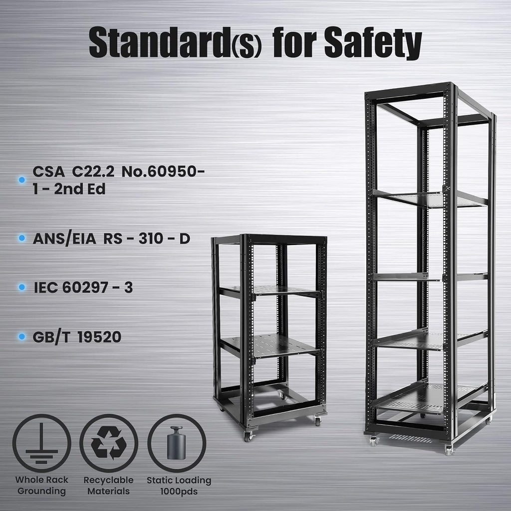 15U 4 Post Open Frame 19inch Server/Audio Steel Rack 22inch Deep