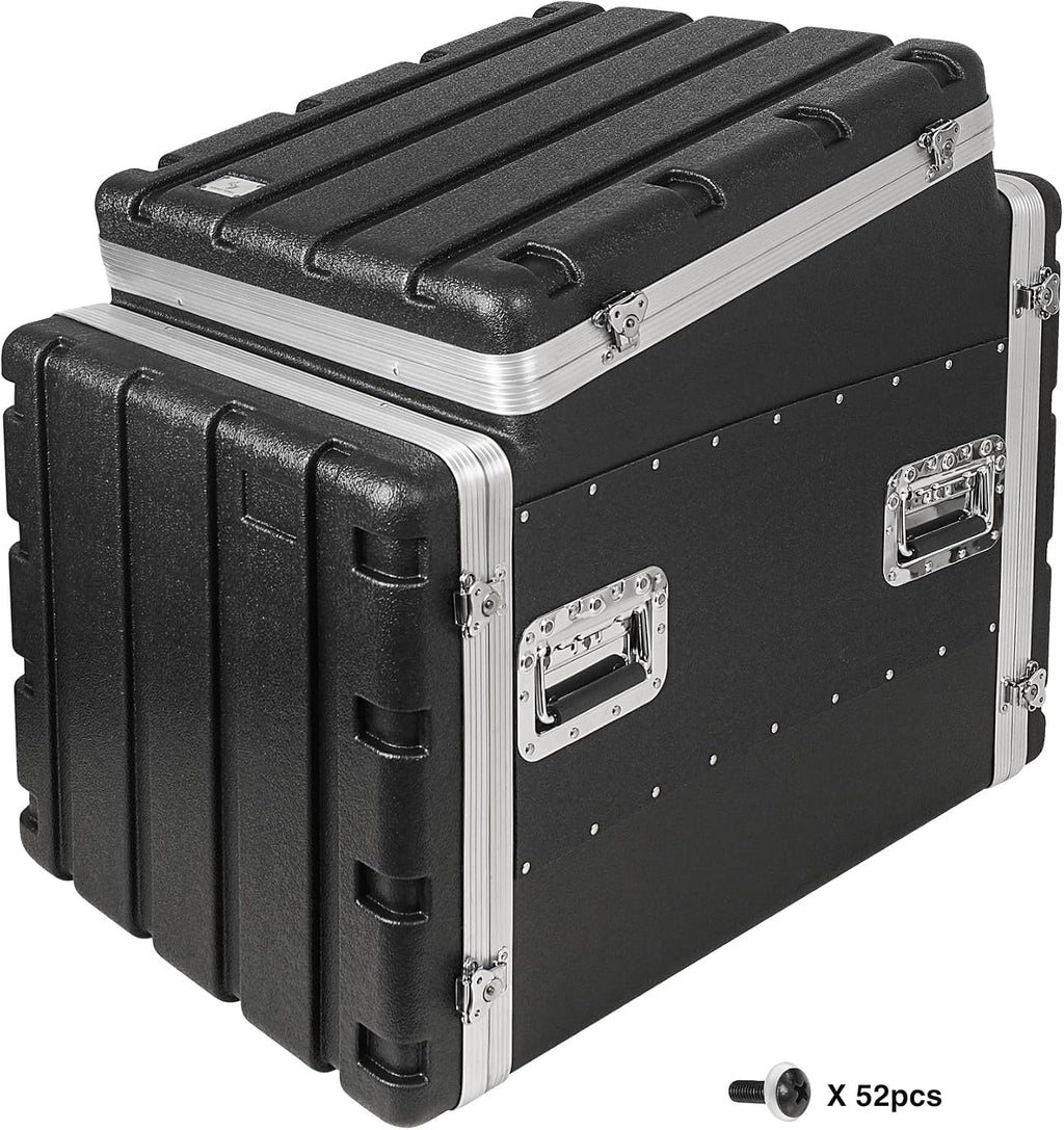 Sound Town Lightweight and Compact 10U ATA ABS Rack Case, with Slant Mixer Top, 24.5' Depth, 12U Top and 10U Side Spaces (STMR-A12X10U)