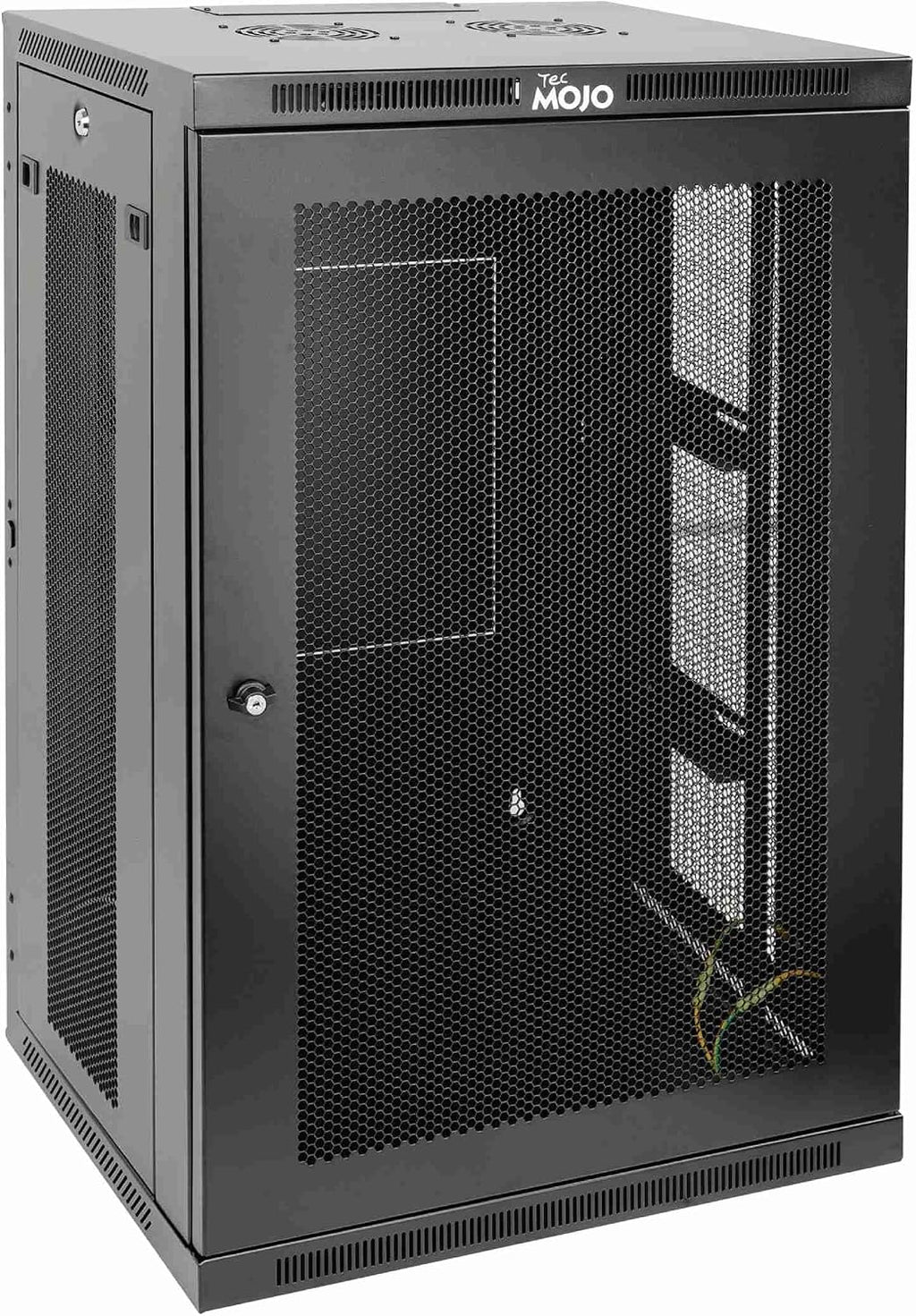 Tecmojo 18U Wall Mount Rack,18U Rack 23.6 Inch Depth,Hold Up to 176 Lbs,Enclosed Wall Mount Rack Kit for 19 Inch Network,Server and AV Gear,Mesh Door(Elite Collection)