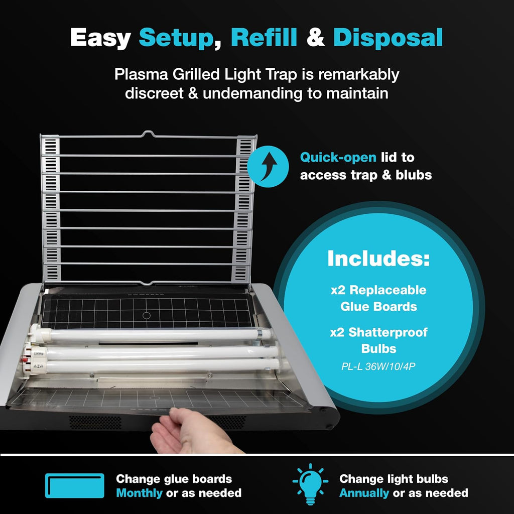 Catchmaster Vector Plasma Grilled UV Light Fly Trap Silver, Indoor Gnat Traps for House, Shatterproof Bulbs, UV Lamp Insect Killer, Bug Catcher for Commercial Kitchen, Warehouse & Restaurant