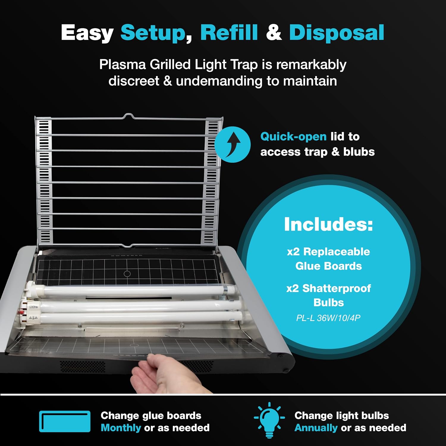 Catchmaster Vector Plasma Grilled UV Light Fly Trap Silver, Indoor Gnat Traps for House, Shatterproof Bulbs, UV Lamp Insect Killer, Bug Catcher for Commercial Kitchen, Warehouse & Restaurant