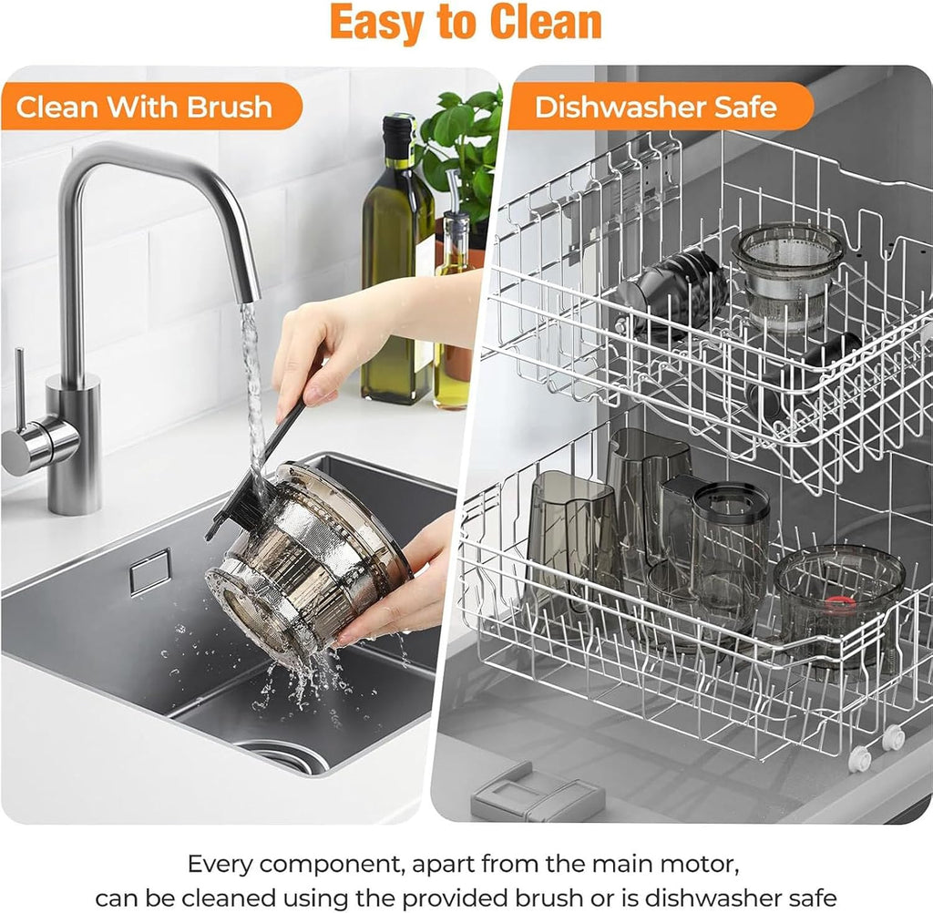 Cold Press Juice Extractor, Slow Masticating Juice Extractor, Cold Press Slow Blend Juice Extractor, Wide Juice Tank For Vegetable And Fruit Juice, High Juice Yield, Easy To Clean (Gray)