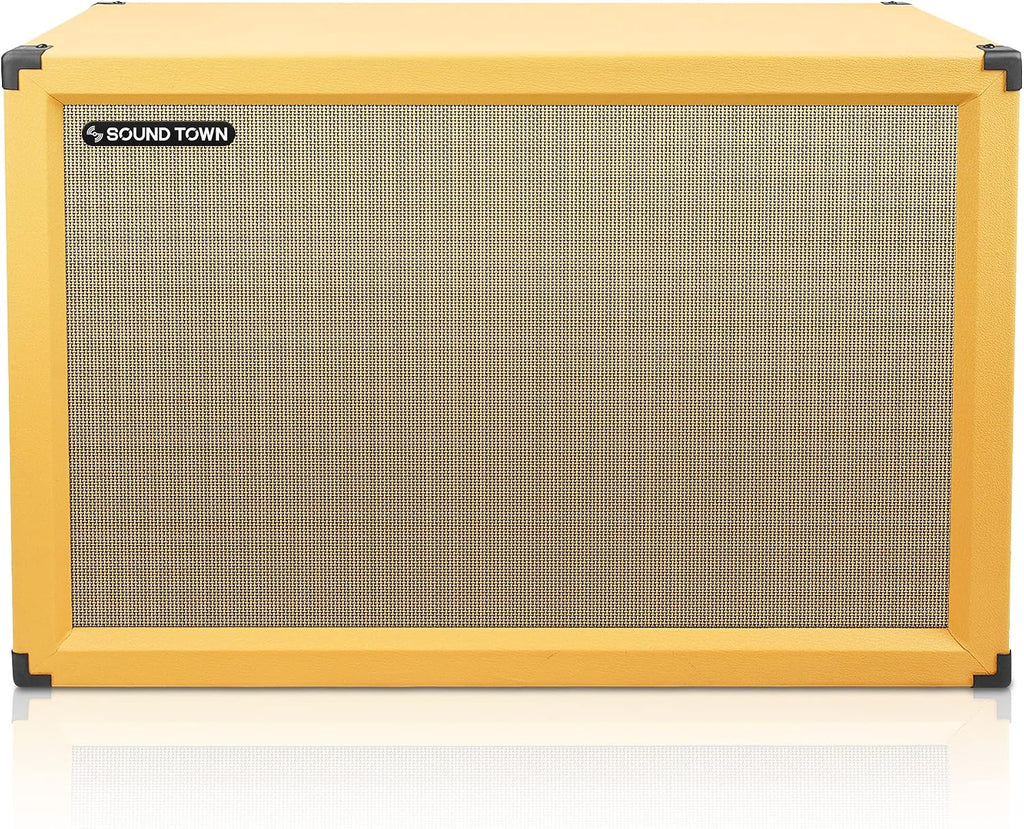 Sound Town 2x12' Empty Guitar Speaker Cabinet, Birch Plywood, Orange, Wheat Cloth Grill, Compatible with Celestion/Eminence Speakers (GUC212OR-EC)