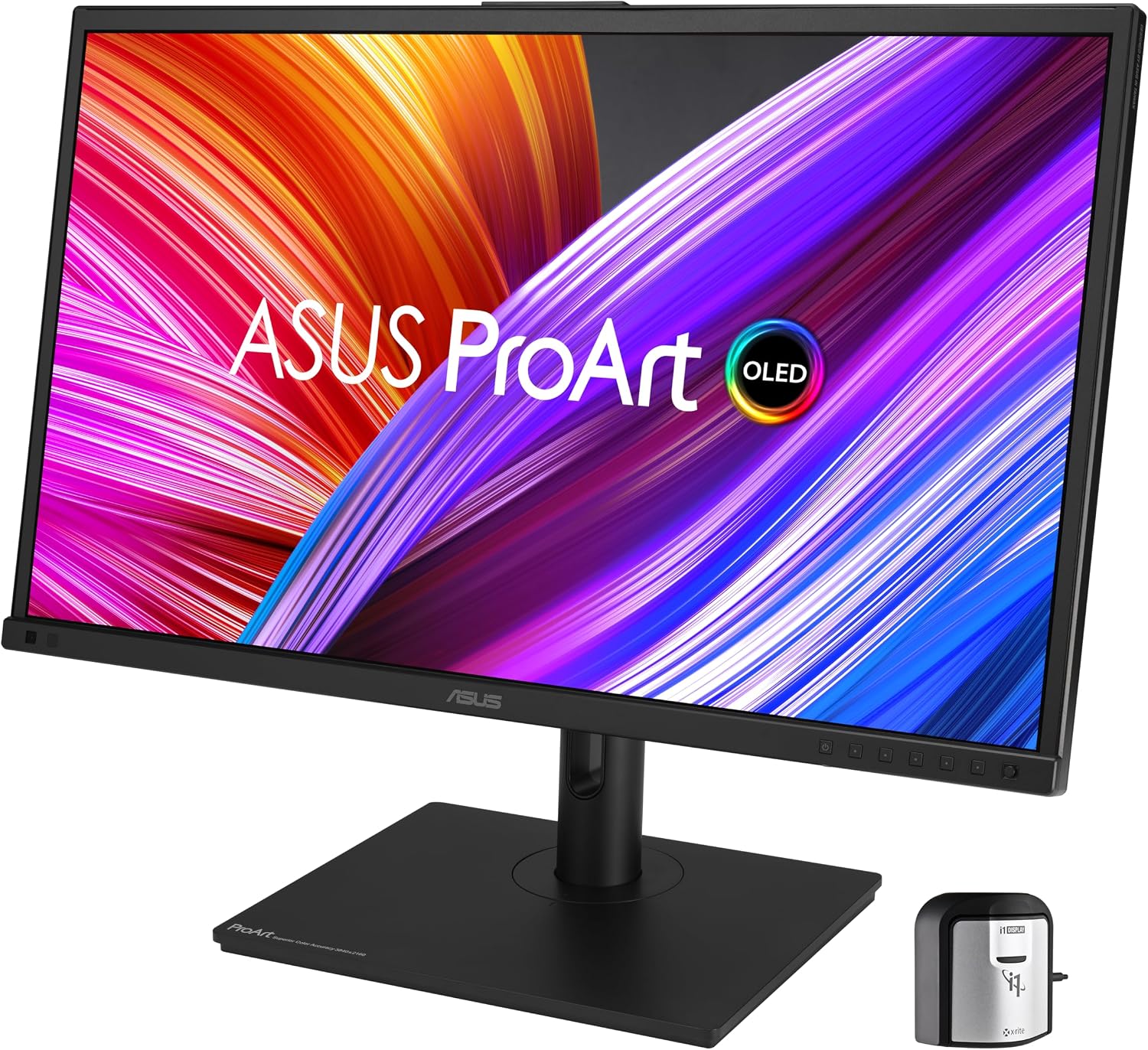 ASUS ProArt Display 27'4K HDR RGB OLED Professional Monitor (PA27DCE-K) - UHD (3840 x 2160), 99% DCI-P3, HLG, ΔE < 1, USB-C PD 80W, Hardware Calibration, Calman Ready, X-rite i1 Display Pro Calibrator