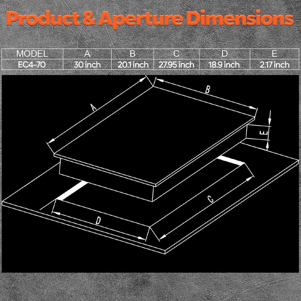 Ramblewood 4 Burner 30' Electric Cooktop, EC4-70, 7200W