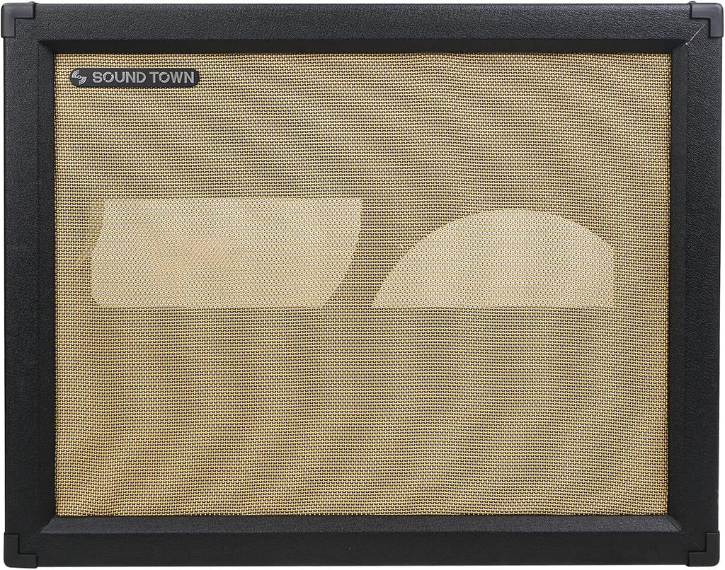 Sound Town 2 x 12 Empty Open-Back Guitar Speaker Cabinet, Birch Plywood, Mono/Stereo Jack Plate, Black, Wheat Cloth Grill, Compatible w/Celestion/Eminence Speakers (GUC212OBBK-EC)
