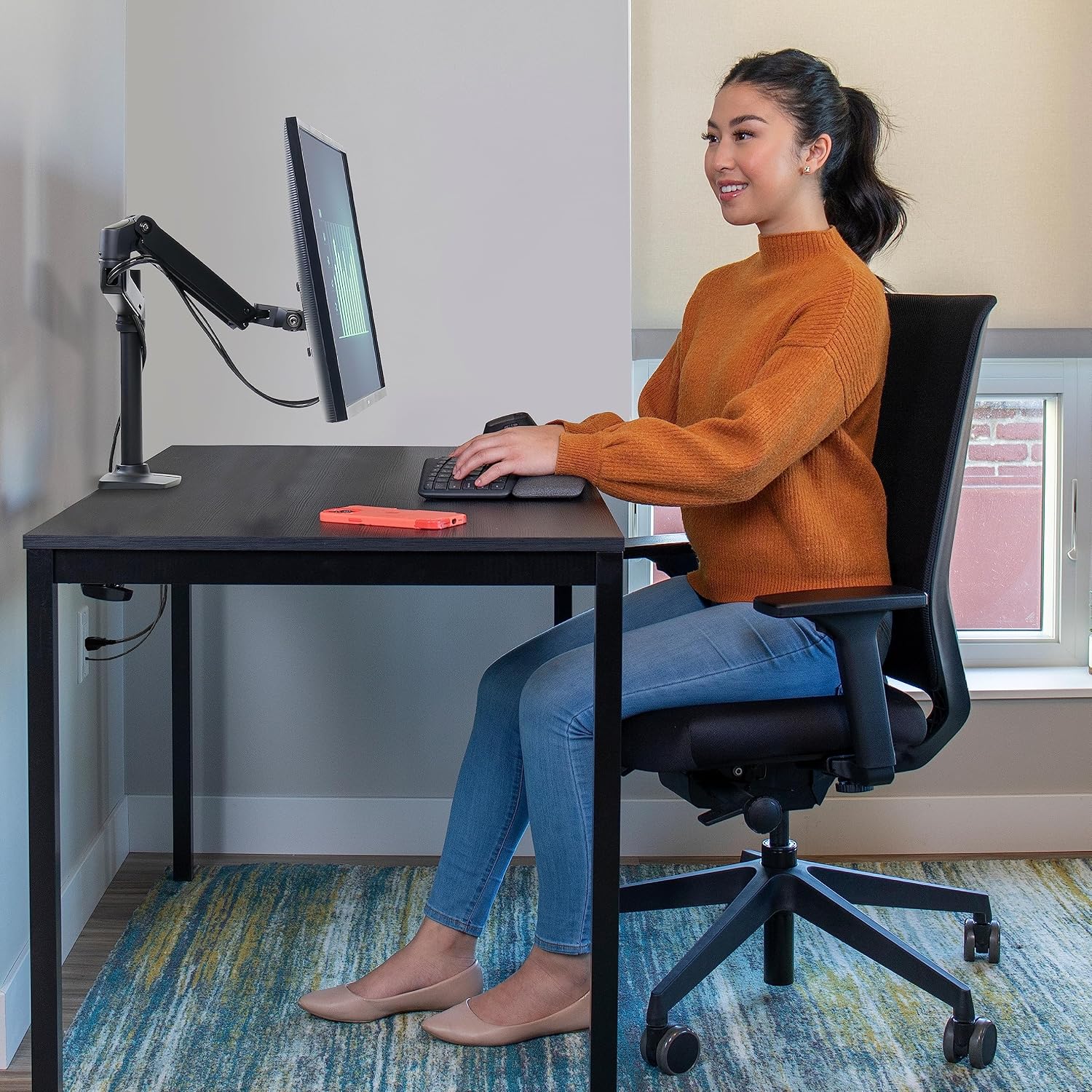 Ergotron – LX Monitor Arm, Single Monitor Desk Mount – fits Flat Curved Ultrawide Computer Monitors up to 34 Inches, 7 to 25 lbs, VESA 75x75mm or 100x100mm – Tall Pole, Matte Black