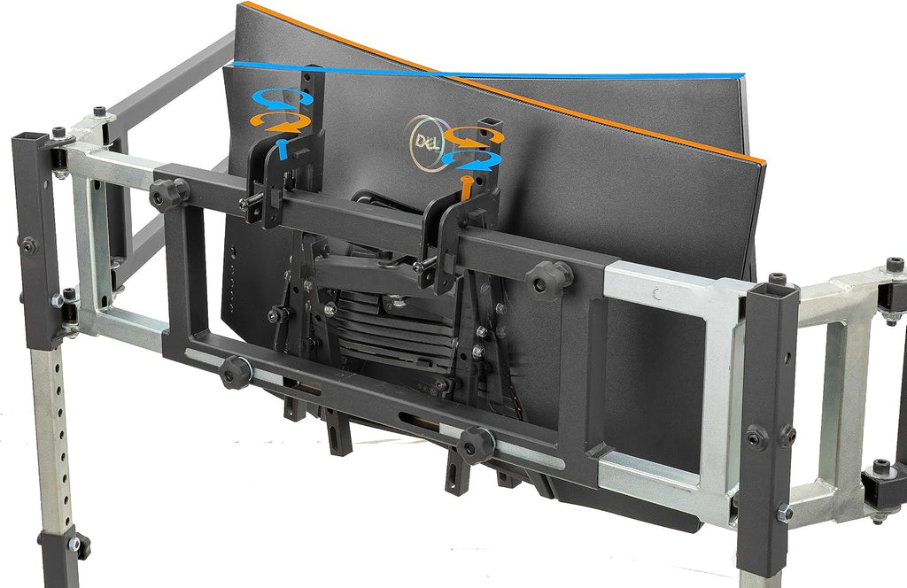 Triple Monitor Floor Stand GEN2 for Racing and Flight Simulators Model LD | for Monitors up to 100x100mm VESA Mount or 24, 27, 32, 34-39 (Triple Stand for Monitors, LD)