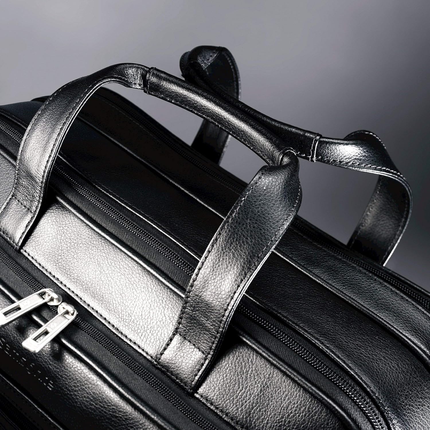 Samsonite Leather Expandable Briefcase, Black, One Size